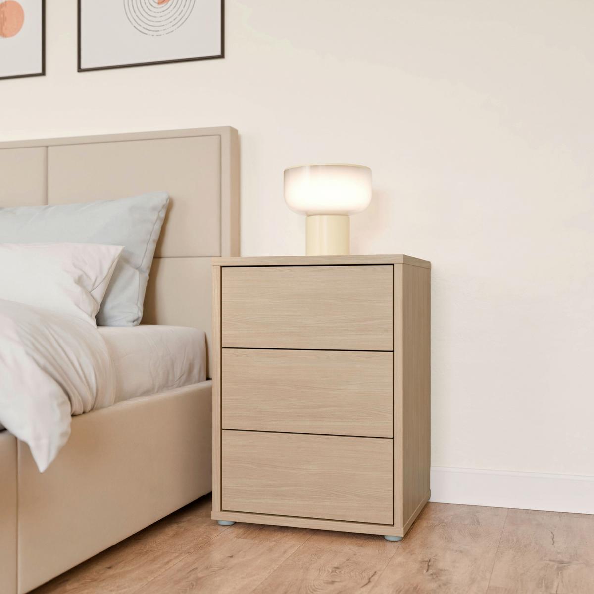 Nočna Omarica Alice, Barva Hrasta - srebrne barve/barve hrasta, Trend, umetna masa/leseni material (50/69/42cm) - Carryhome