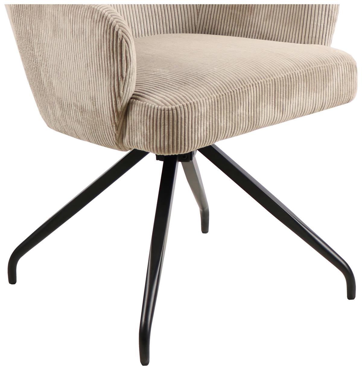 KRZESŁO Z PODŁOKIETNIKAMI JEANETTE - beżowy/czarny, Modern, metal/drewno (57/86/65cm) - MID.YOU