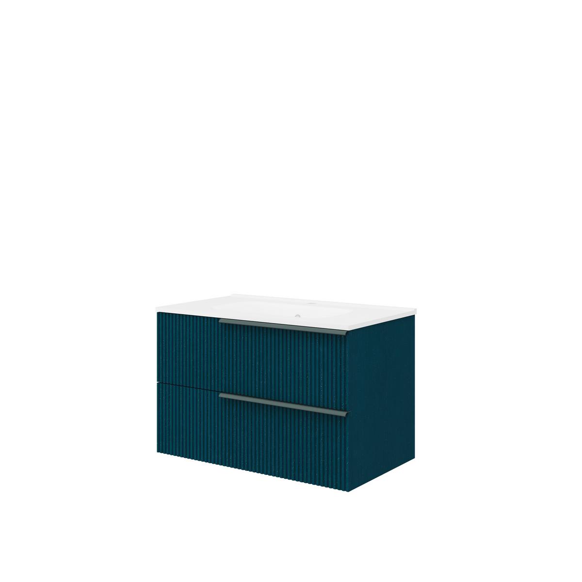 Bază cu lavoar Sidney - albastru/gri, Modern, material pe bază de lemn (81/53/46cm)