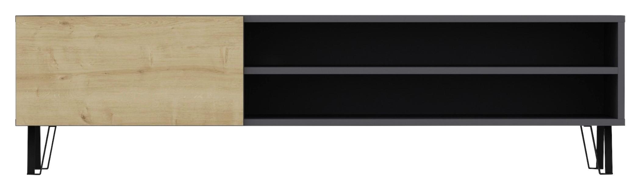 Lowboard "Bliss", Anthrazit, Eichefarben - Eichefarben/Anthrazit, Design, Holzwerkstoff/Metall (160/47/37,4cm) - Livetastic
