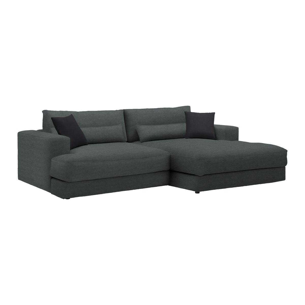 Ecksofa Fabiona rechts Graphitfarben - Graphitfarben, Modern, Holz (268/85/194cm) - Premium Living