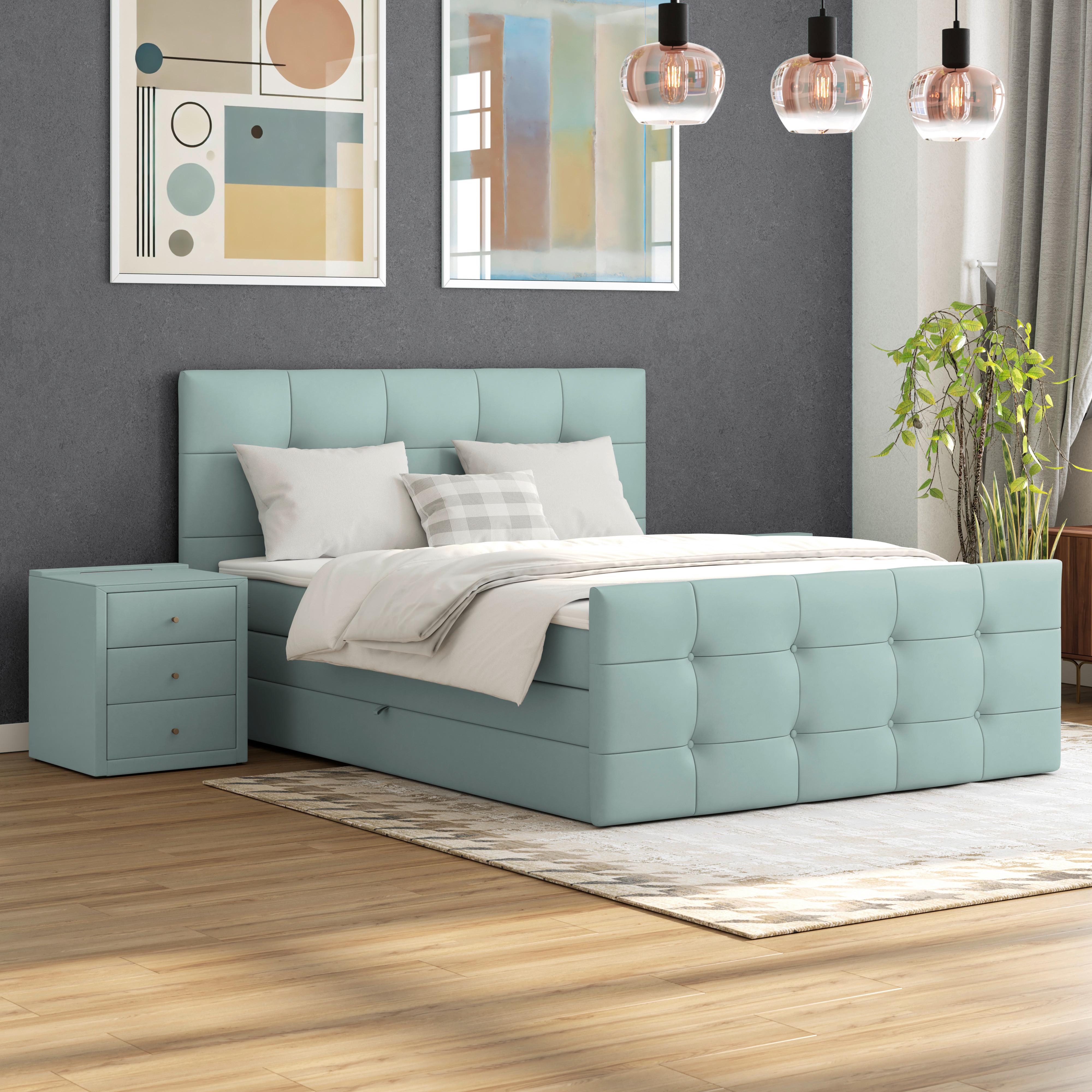 Boxspring Krevet Josie C - crna/boje žada, Moderno, drvni materijal/drvo (180/200cm) - Based