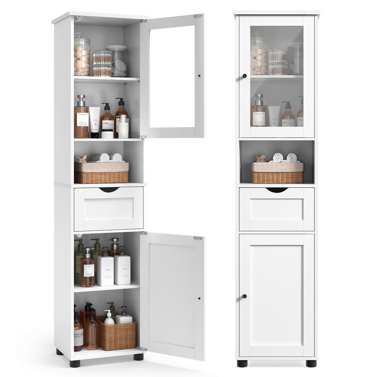 MIDISCHRANK BATHROOM CABINET - Weiß, MODERN, Glas/Holzwerkstoff (40/165/30cm) - MID.YOU