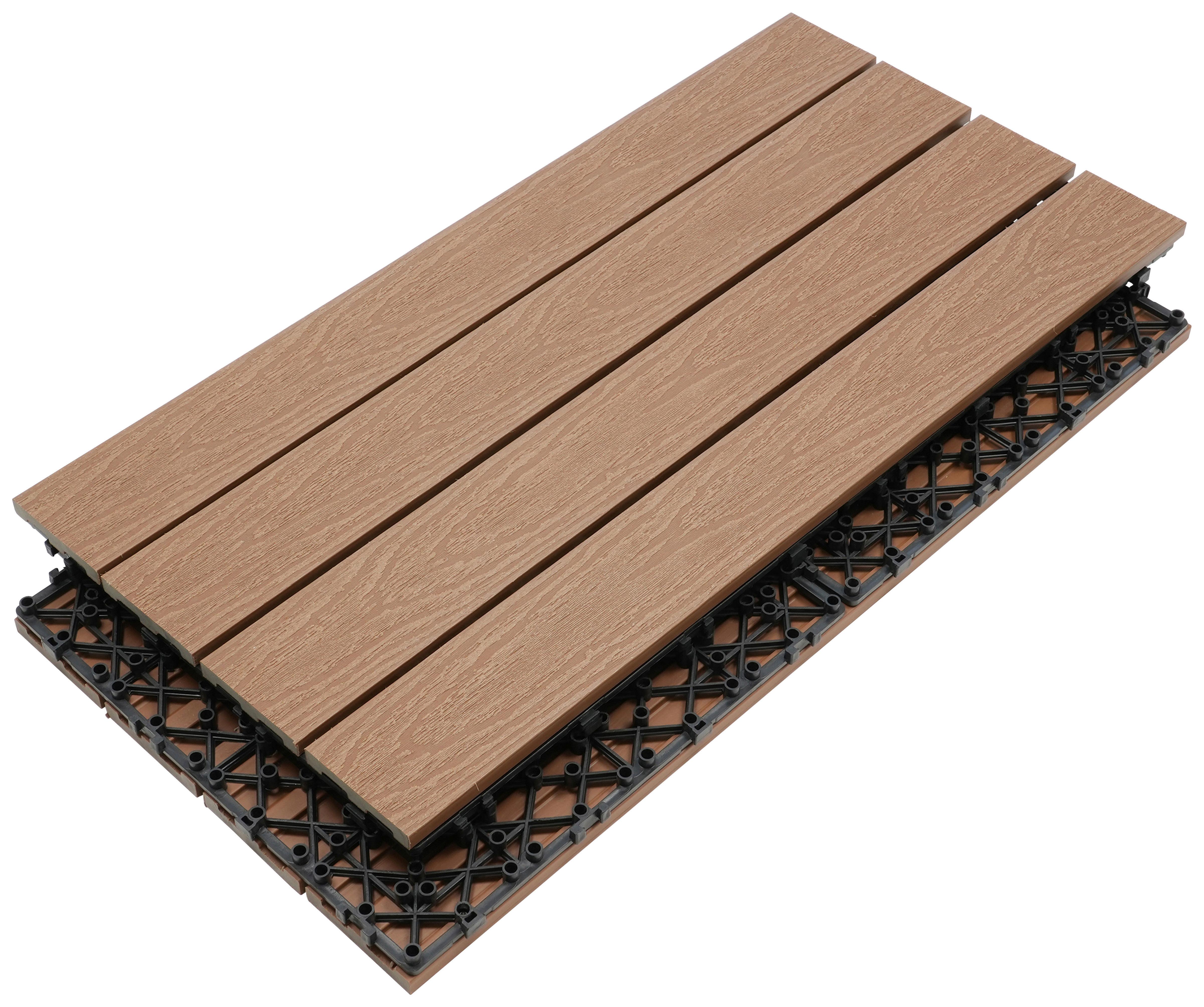 PŁYTKA TARASOWA PREMIUM 6ER SET - kolor drewna tekowego, materiał drewnopochodny (30/60/2,1cm) - Ambia Garden