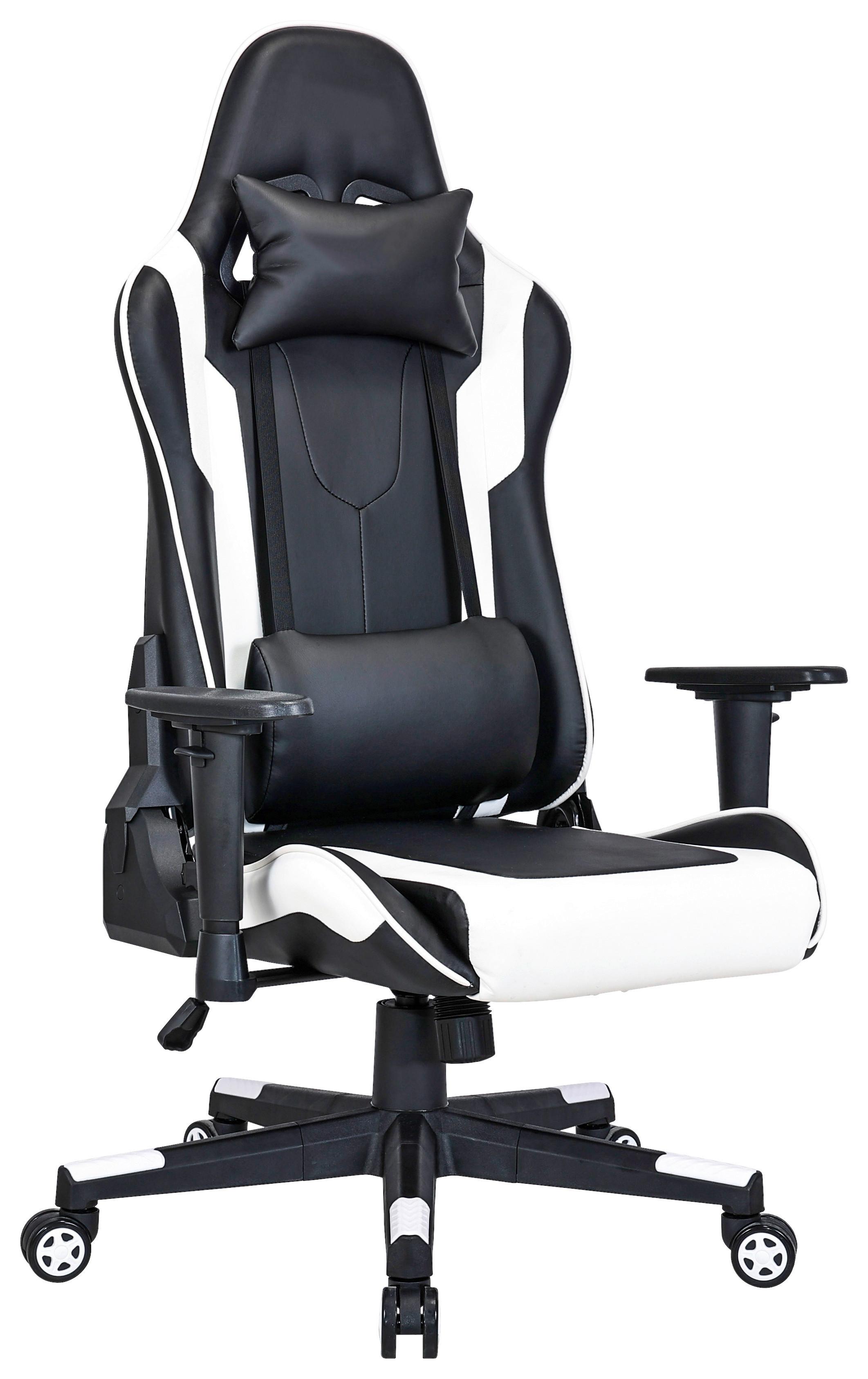 Gamingstuhl Ziva Schwarz/Weiß - Schwarz/Weiß, MODERN, Kunststoff/Textil (69,5/120-130/66cm) - Mömax