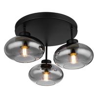 Deckenleuchte Shaun in Schwarz max. 40 Watt - Schwarz, Design, Glas/Metall (40/24cm) - Globo