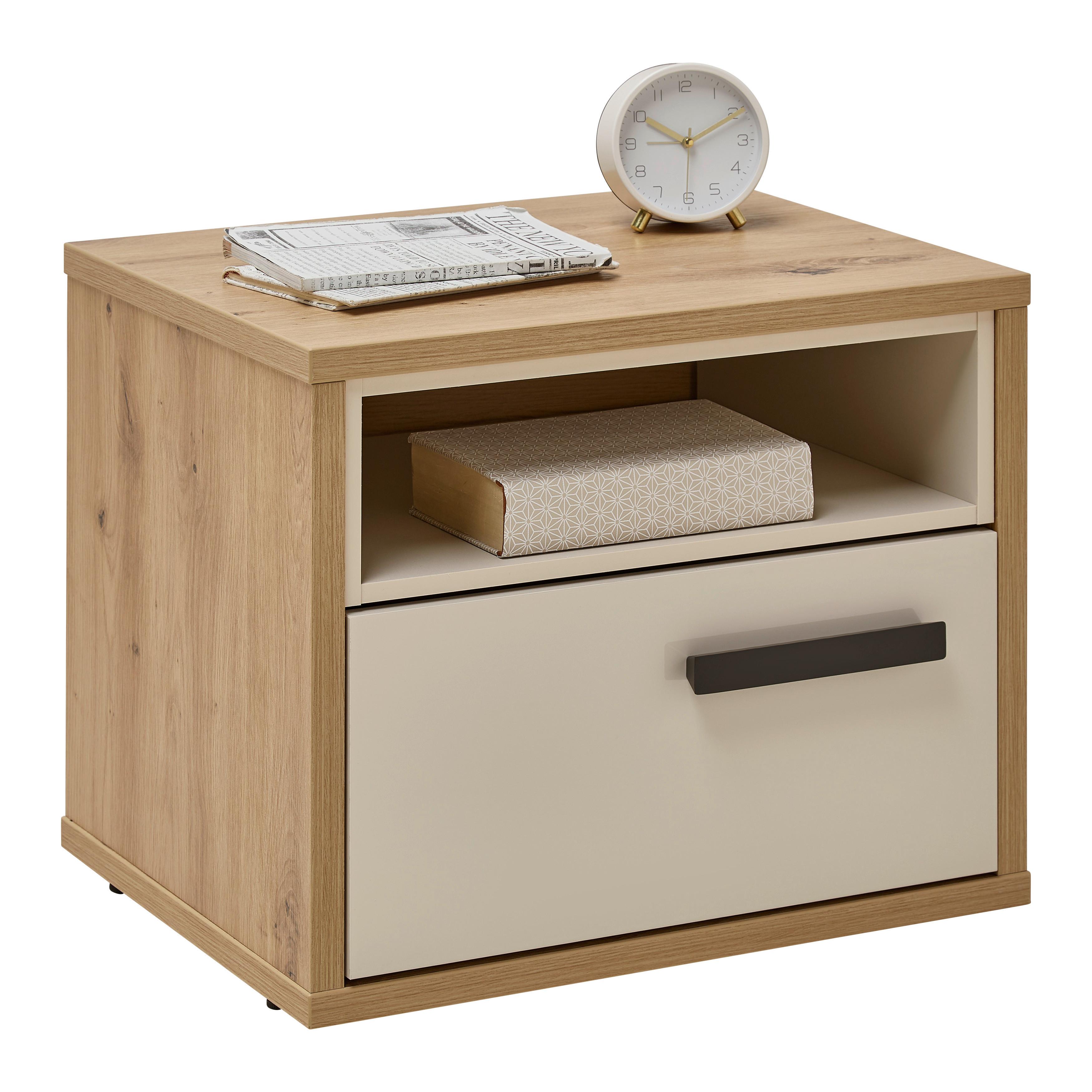 SÄNGBORD CASA MIA - ek Artisan/kashmir, Klassisk, metall/trämaterial (50,4/42,2/40,5cm) - Modern Living