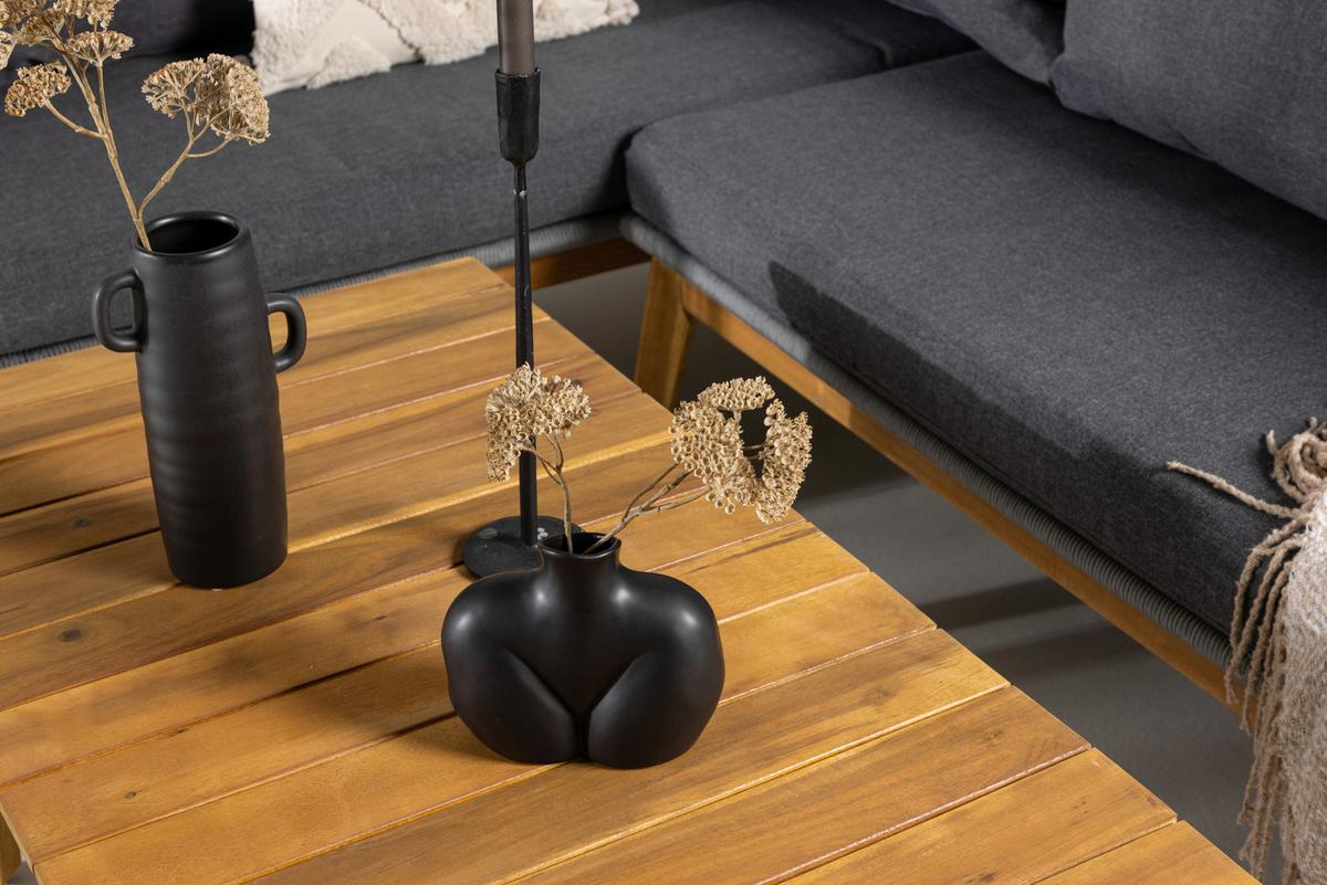 Loungegarnitur Chania ca. 210x160 Dunkelgrau - Dunkelgrau/Grau, KONVENTIONELL, Holz/Kunststoff (210/160cm) - Gardenson