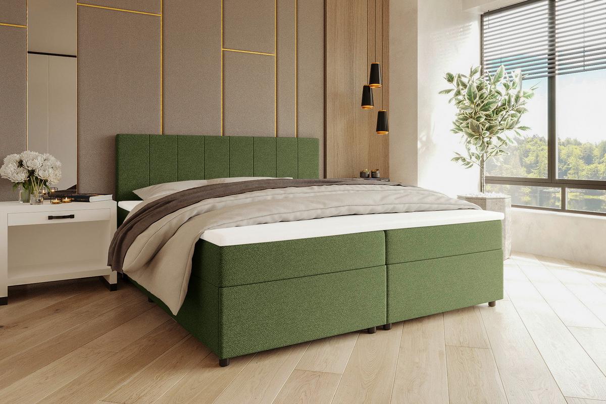 Boxbett Odin Dunkelgrün ca. 180x200cm - Dunkelgrün/Schwarz, KONVENTIONELL, Kunststoff/Textil (180/200cm) - Based