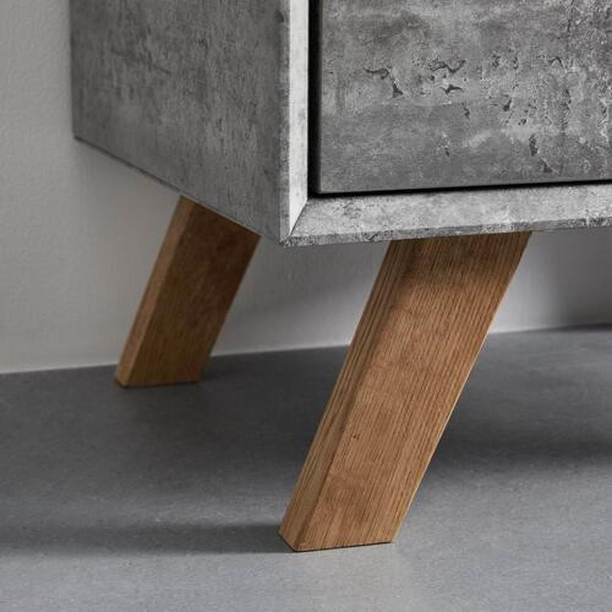 Nachttisch Casper Grau/Eichefarben Echtholz/MDF - Eichefarben/Grau, MODERN, Holz (60/75/40cm) - Bessagi Home