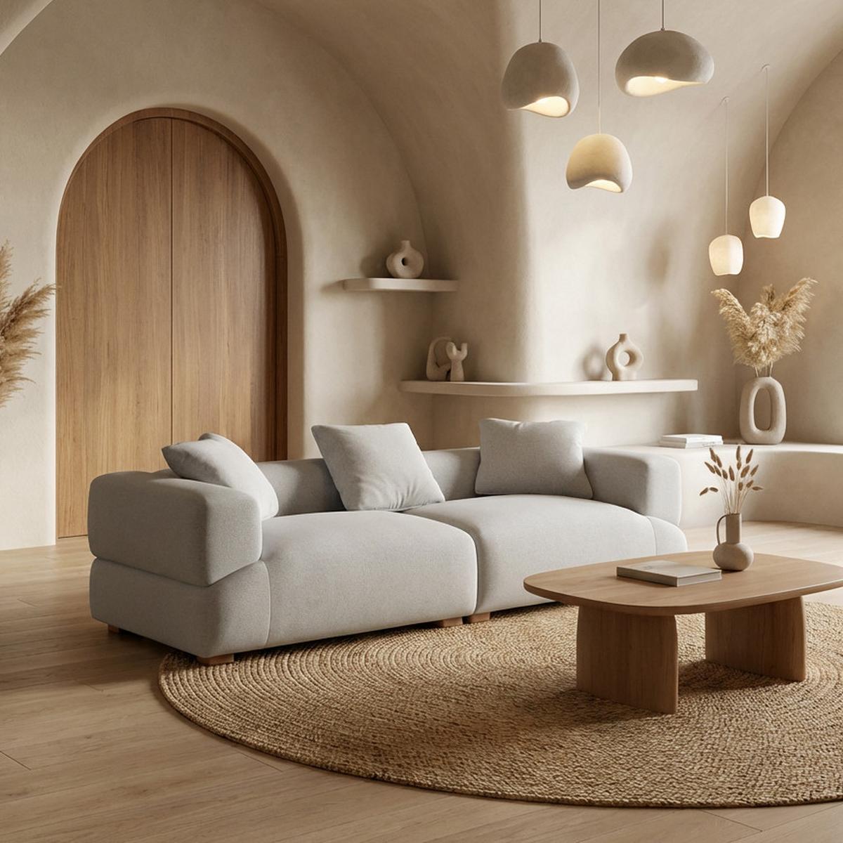 Kanapé Talia - natúr színű/szürke, Modern, textil/fa (237/60,5/98cm) - Bessagi Home