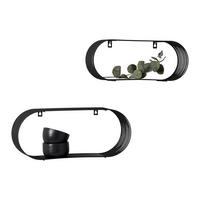 Set Zidnih Polica Jessica - crna, Moderno, metal (43/18/10cm) - Modern Living