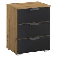 Nočna Omarica Artemis, Barva Hrasta, Črna - siva/barve aluminija, Moderno, kovina/umetna masa (47/62/42cm) - Rauch Möbel