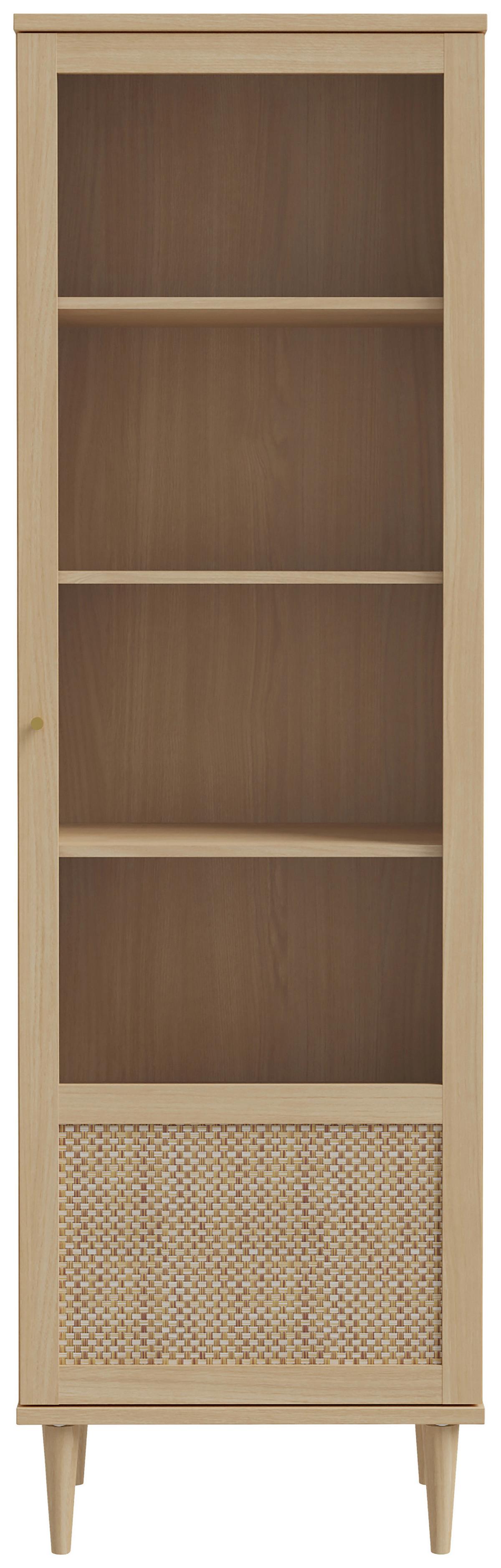 Vitrine Calasetta Eichefarben/Beige - Eichefarben/Beige, Natur, Glas/Holzwerkstoff (60,4/198,5/41,4cm) - Premium Living
