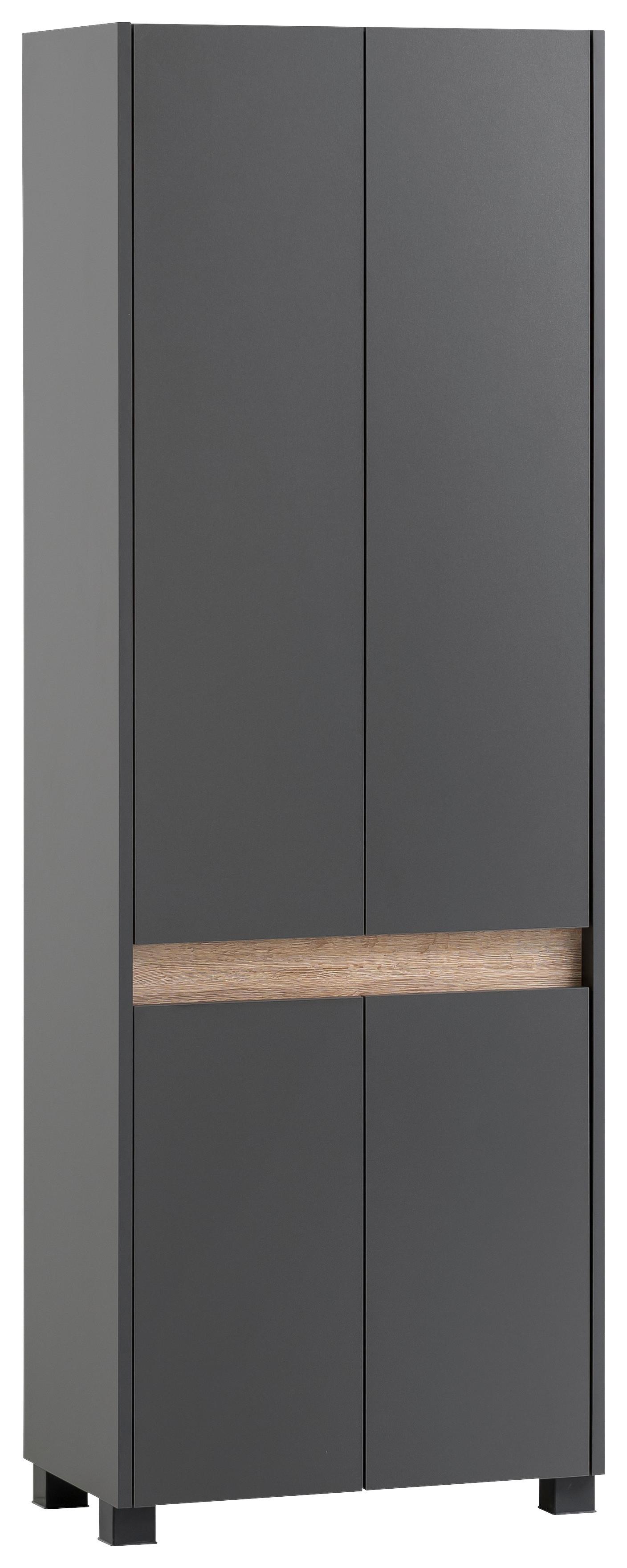 Schuhschrank Cosmo ca.56,9x164,5x33cm Anthrazit - Anthrazit/Schwarz, Design, Holzwerkstoff/Kunststoff (56,9/164,5/33cm) - MID.YOU