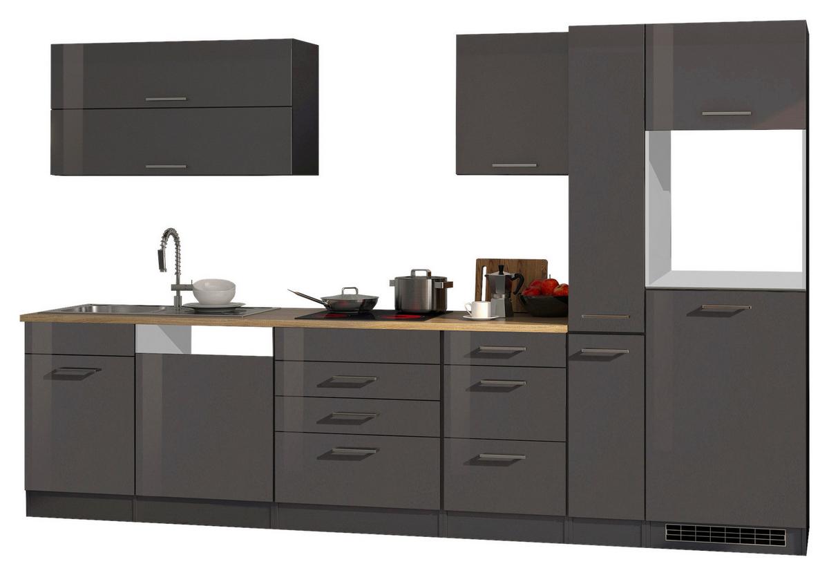 Küchenleerblock Mailand XI o. Geräte Graphitfarben - Silberfarben/Graphitfarben, MODERN, Holzwerkstoff/Metall (330cm) - Held