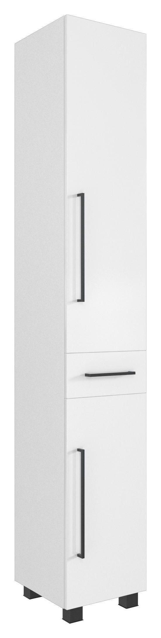 Seitenschrank in Weiss 'Luzern' - Schwarz/Weiß, KONVENTIONELL, Holzwerkstoff/Kunststoff (30/180/35cm) - Held
