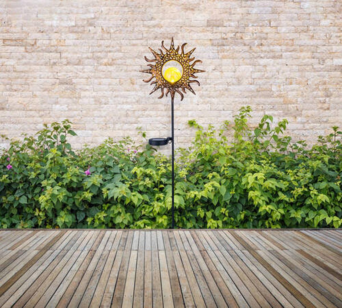 Solarna Svetilka Sunflower, S Sijalko - črna/opečnato rjava, Basics, kovina/umetna masa (24,2/81,5cm) - Globo