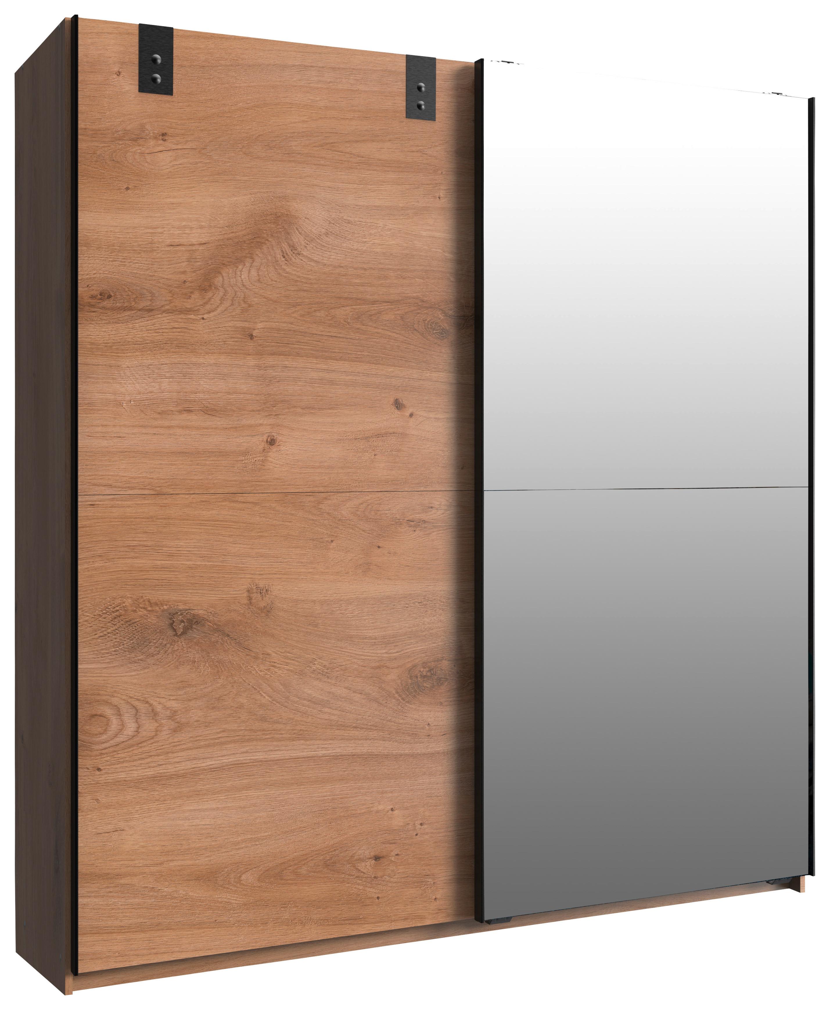 Ormar S Kliznim Vratima Cardiff - srebrne boje/boje hrasta, Basics, drvni materijal (180/198/64cm) - Modern Living
