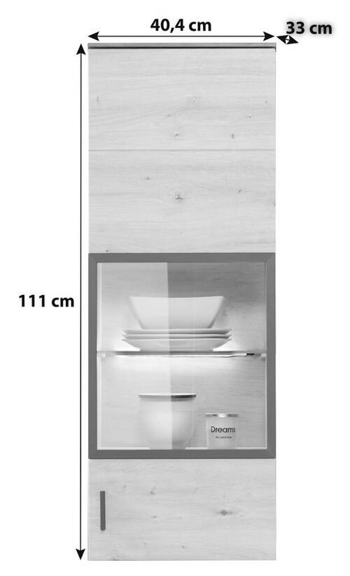 Viseča Vitrina Tonale, Barva Hrasta, Temno Siva - črna/siva, Moderno, umetna masa/steklo (40,4/111/33cm) - Mömax