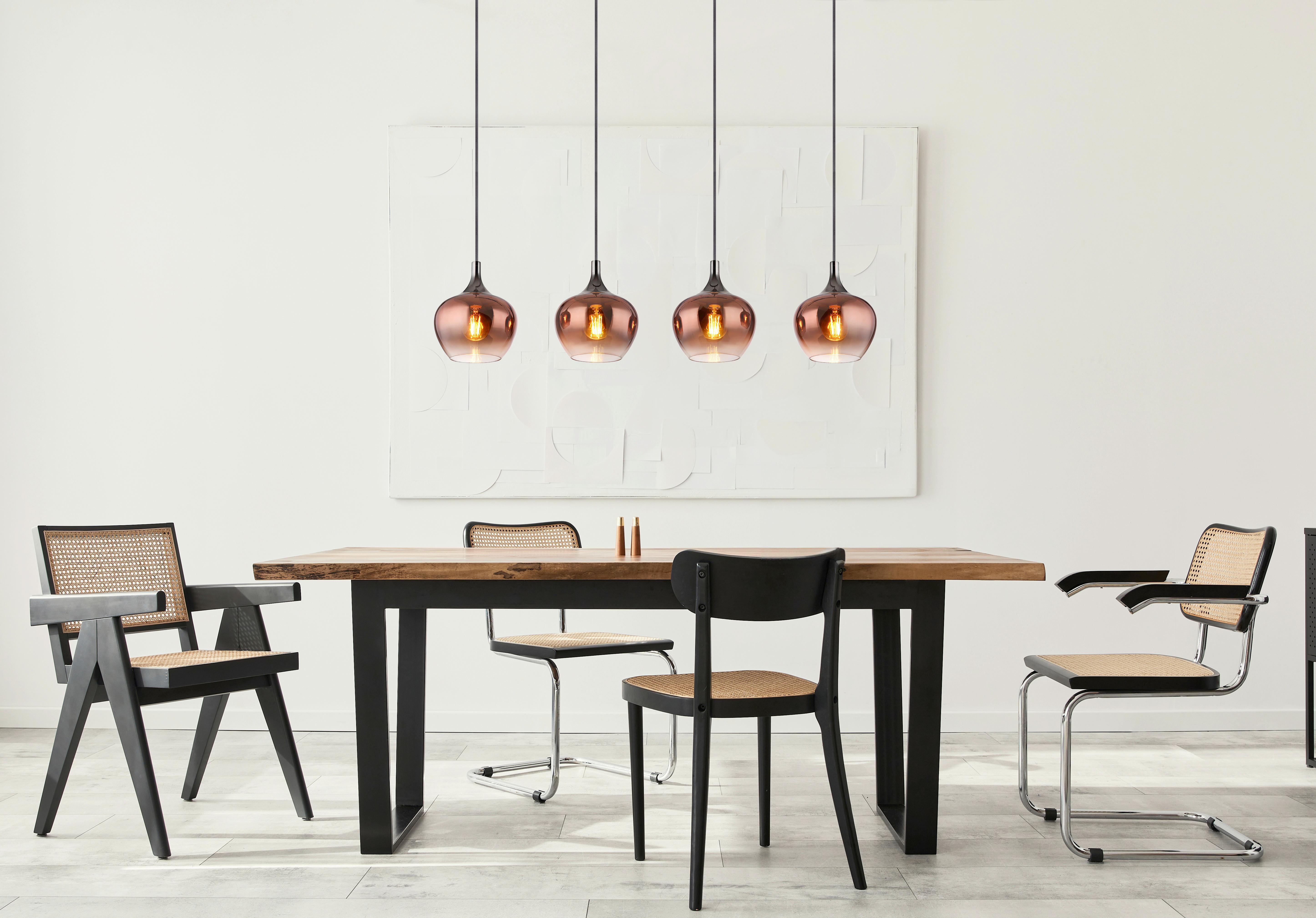 HÄNGELEUCHTE 15548-4HG MAXY - Klar/Schwarzchrom, Design, Glas/Textil (100/18/120cm) - Globo