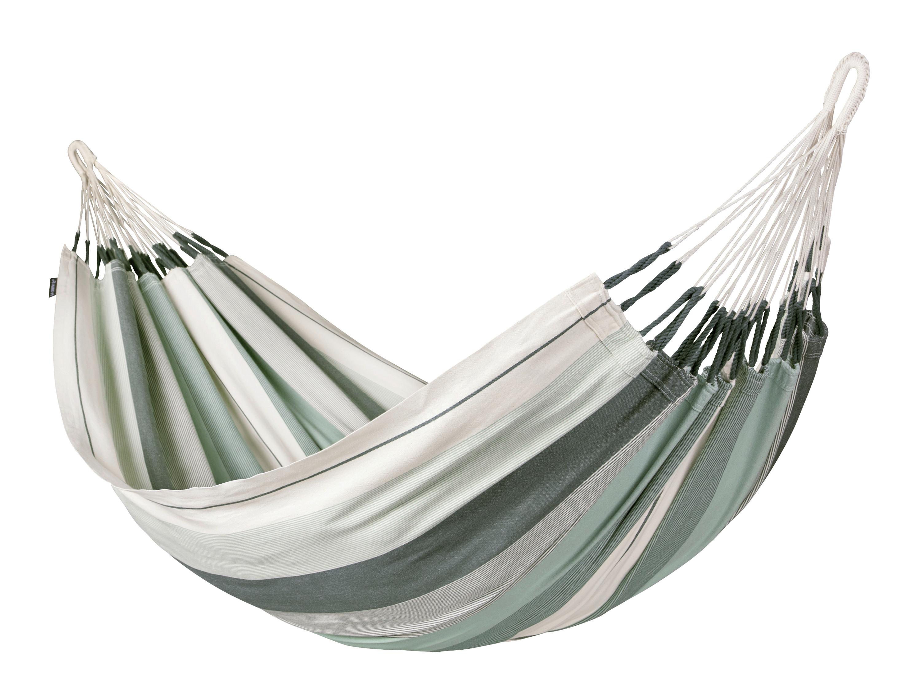 Hängematte Classic Single Hammock Weiß/Olivgrün - Weiß/Olivgrün, KONVENTIONELL, Textil (140/300cm) - La Siesta
