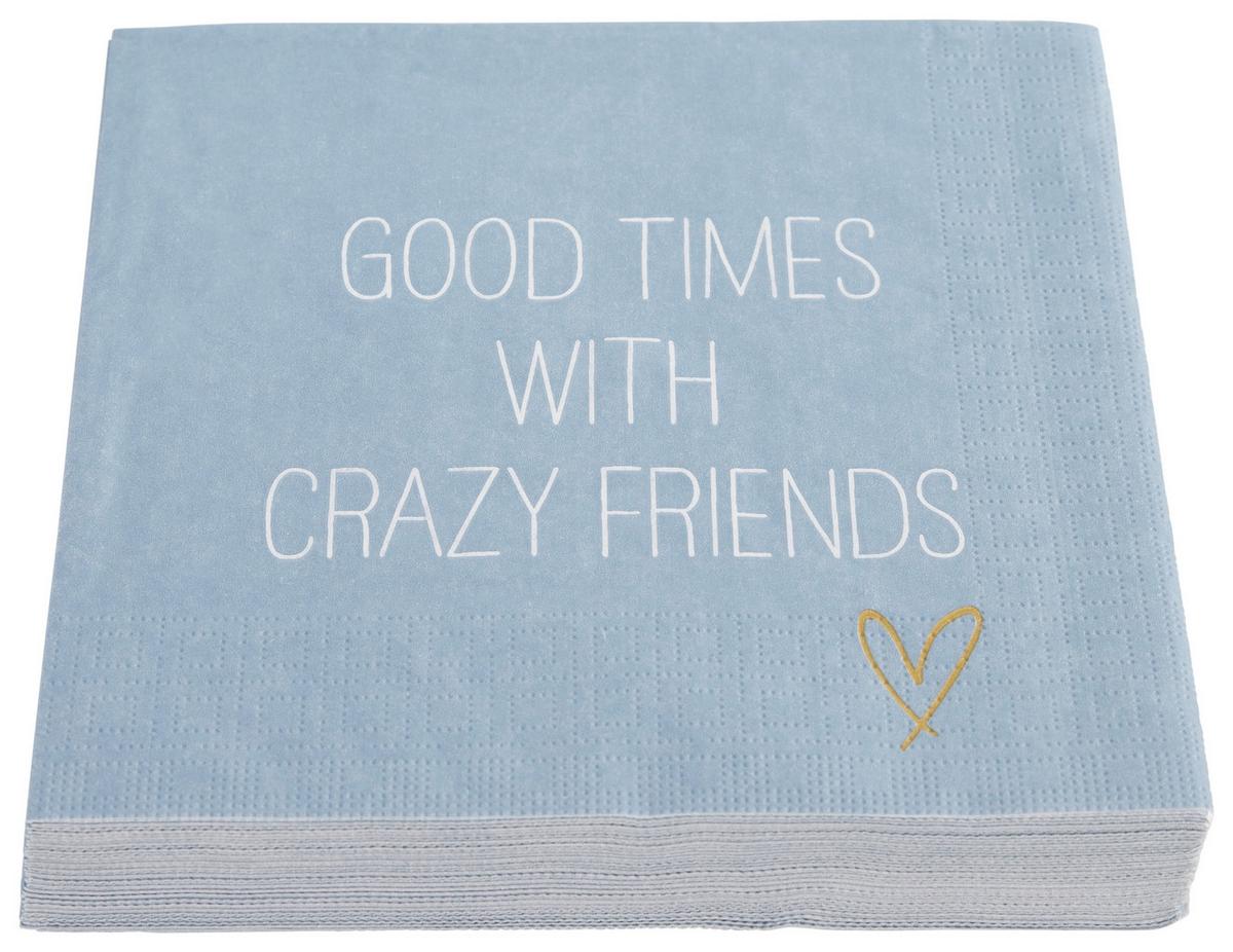 Serviette Kai in Blau ca. 33x33cm - Blau/Weiss, Papier (33/33cm)