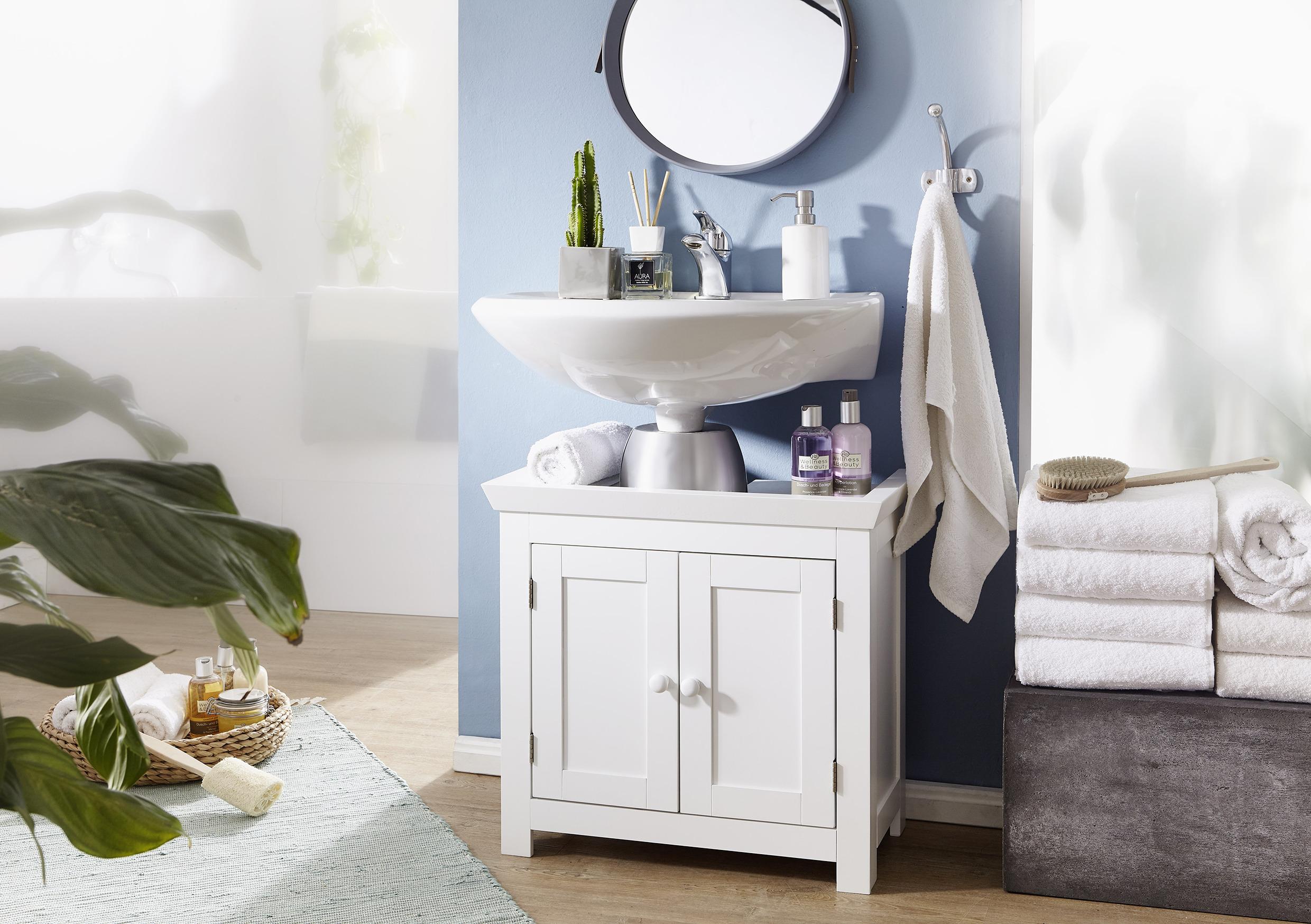 Omarica Za Pod Umivalnik Wl1.350 - bela, Basics, leseni material (57/55,5/30cm) - MID.YOU