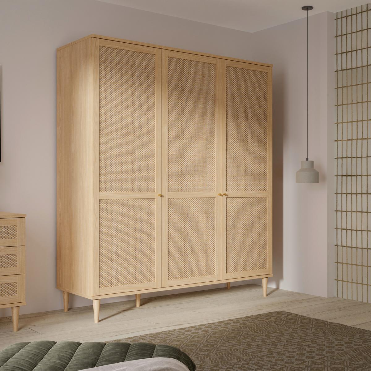 Ormar Calasetta - boje hrasta/zlatne boje, Natur, drvni materijal/metal (164,8/208,1/52,1cm) - Zandiara