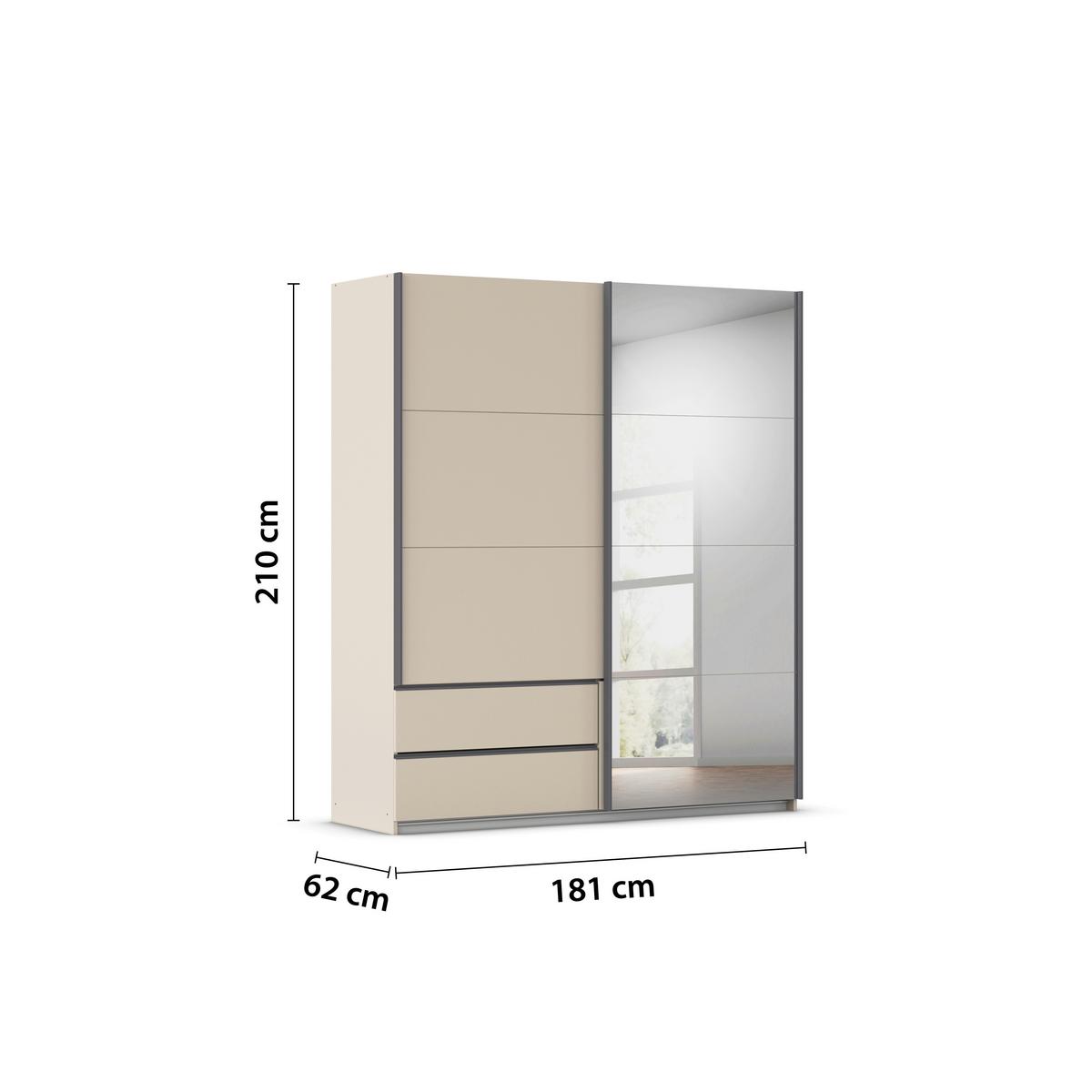 Schwebetürenschrank Elara Champagnerfarben - Champagner, KONVENTIONELL, Holzwerkstoff/Metall (181/210/62cm) - Premium Living