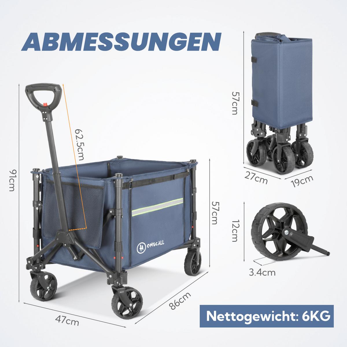 Bollerwagen Blau/Graphitfarben - Blau/Graphitfarben, Basics, Textil/Metall (44/19/31cm) - Modante