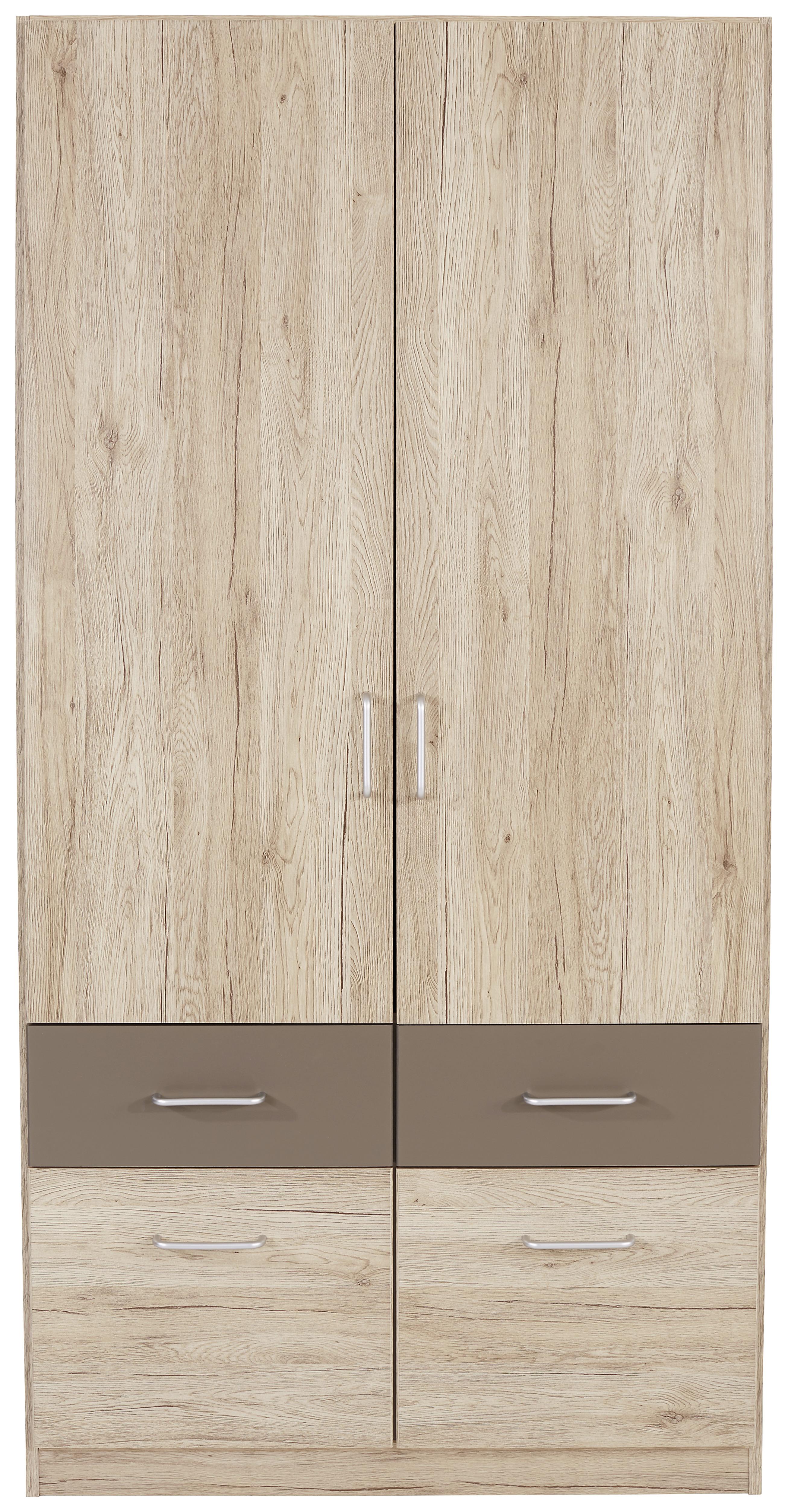 Dulap de haine Aalen - culoare lemn stejar/gri, Konventionell, material pe bază de lemn (91/197/54cm)