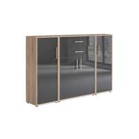 Aktenschrank Office Edition Sw Set 16 Eiche/Anthrazit - Anthrazit Hochglanz/Sonoma Eiche, MODERN, Holzwerkstoff (172,6/113,6/33cm) - MID.YOU