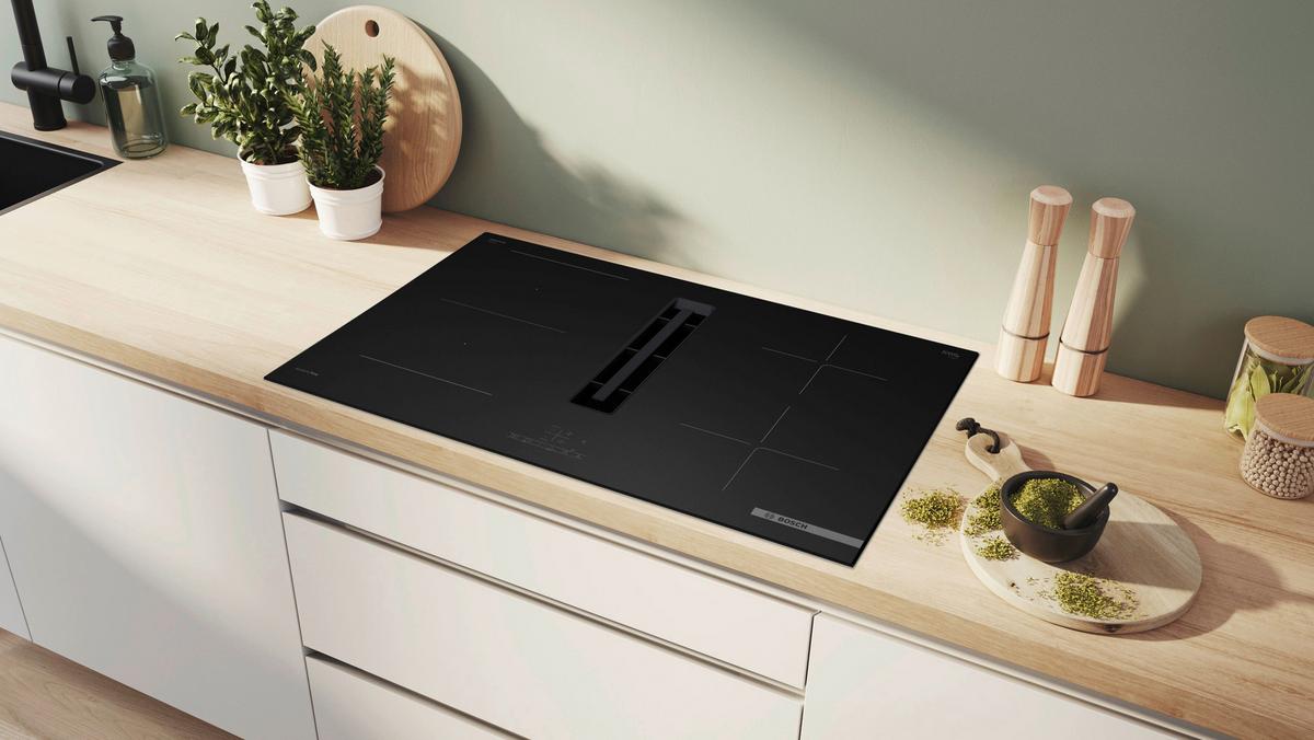 Kochfeld-Dunstabzug-Kombi PVS89BB16E - Schwarz, KONVENTIONELL, Glas/Metall (81,2/22,3/52cm) - Bosch