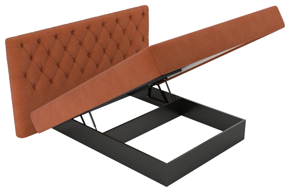 Polsterbett Pedro D Braun ca. 140x200cm - Schwarz/Braun, MODERN, Holz/Holzwerkstoff (140/200cm) - Mömax