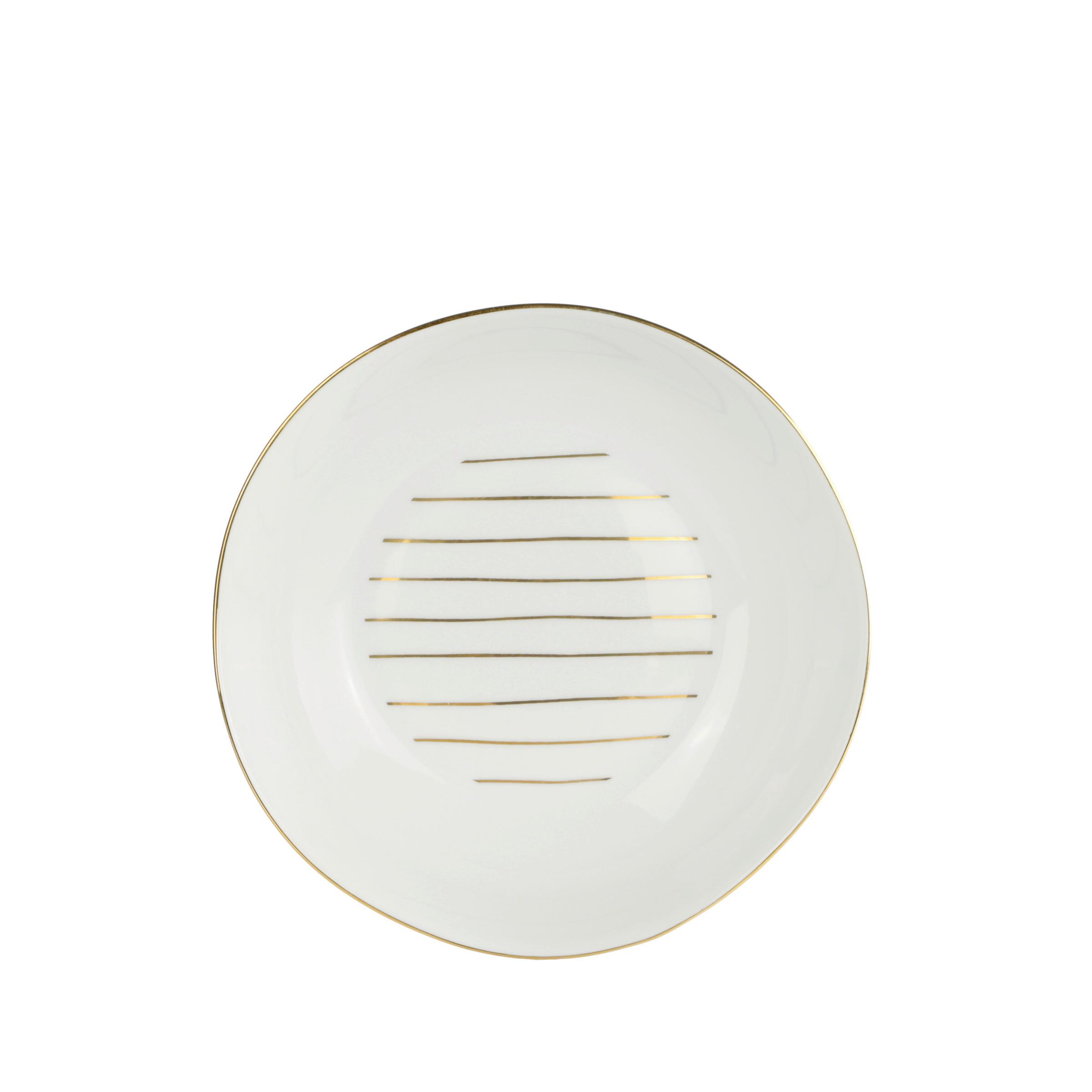 Suppenteller Onix aus Porzellan Ø 20,5cm - Goldfarben/Weiß, MODERN, Keramik (20,5cm) - Mömax