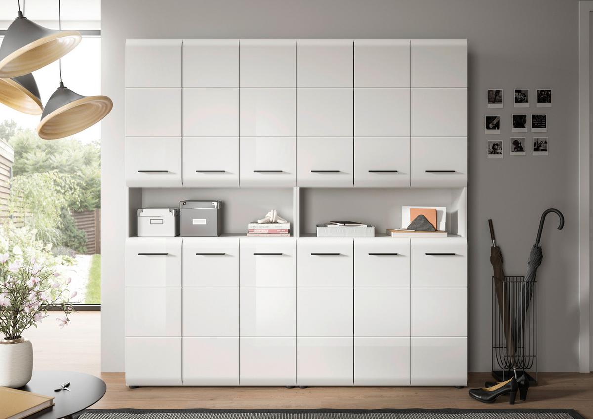 Hochschrank Ice ca. 180x185 cm Weiß - Weiß Hochglanz/Silberfarben, MODERN, Holzwerkstoff/Kunststoff (180/185/30cm) - MID.YOU