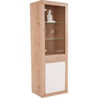 Vitrină Malta - alb/culoare lemn stejar, Modern, sticlă/material pe bază de lemn (63,9/196,6/34,9cm) - Modern Living