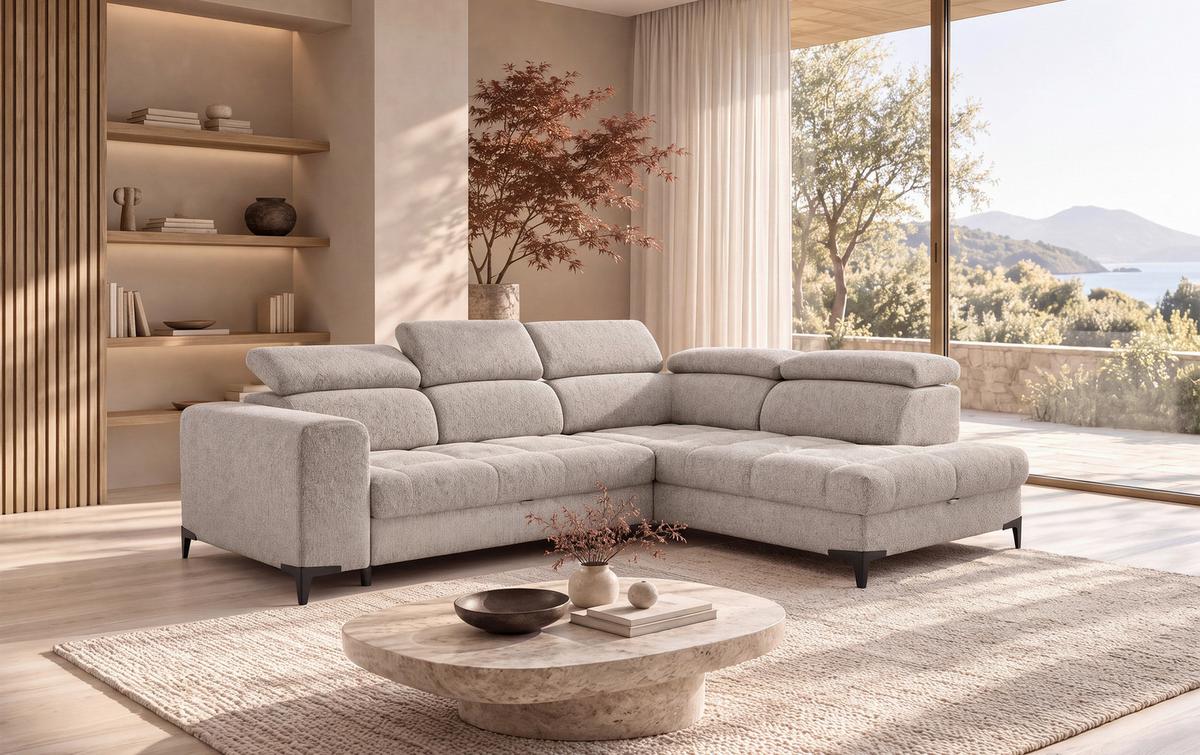 Kutna Garnitura Mason - siva/bež, Moderno, drvni materijal/drvo (271/211cm) - Modern Living