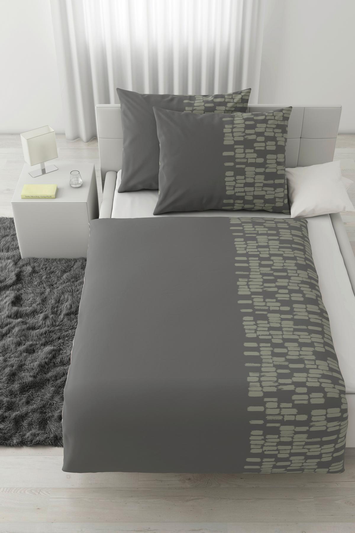 Lenjerie de pat Brush Strokes cca. 200x220/2x50x70 cm - antracit, textil (200/220cm) - Modern Living