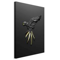 Slika Na Platnu Black Parrot - zlate barve/črna, Basics, tekstil/leseni material (40/60/1,2cm) - artgeist
