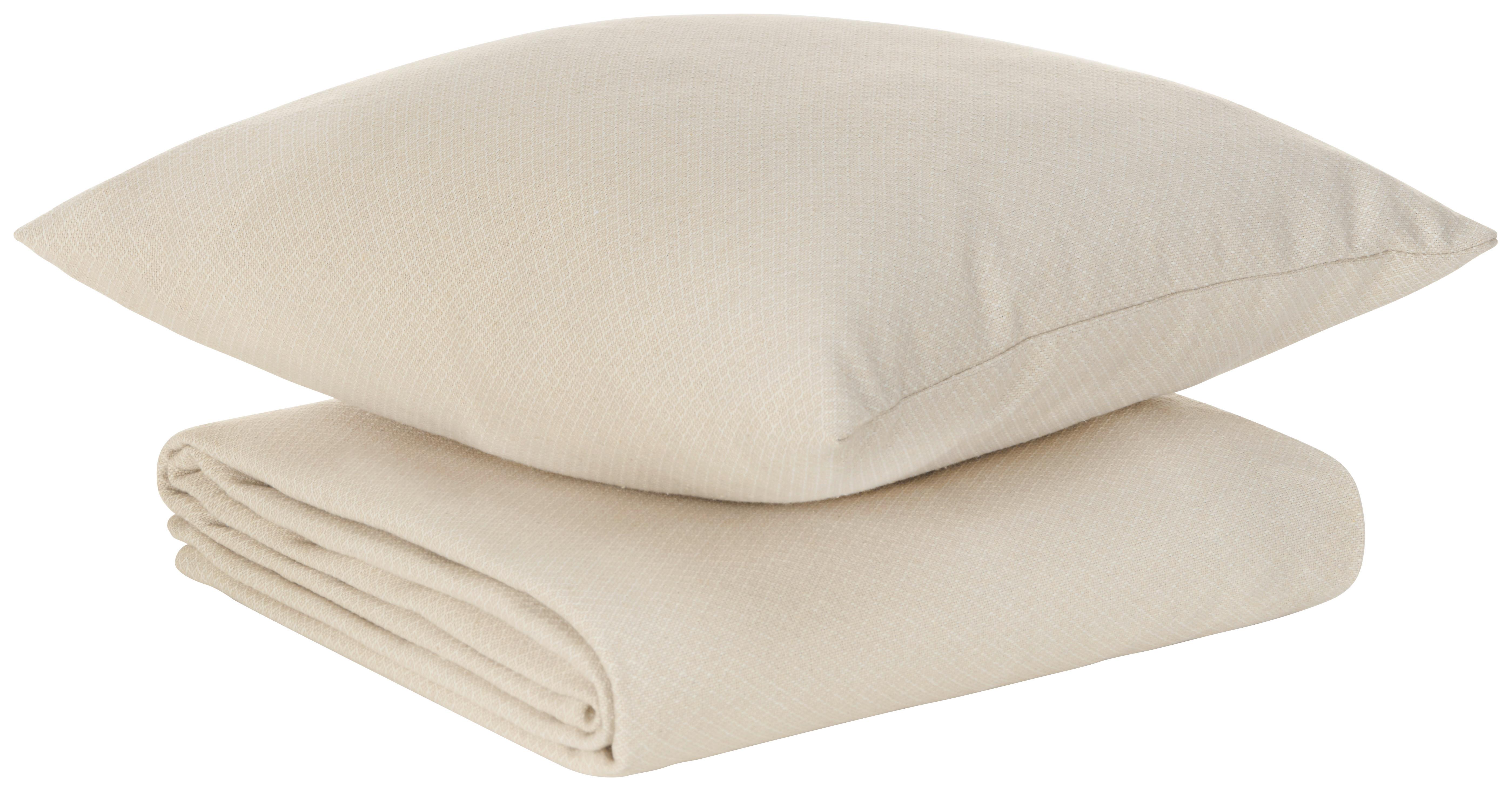 Prekrivač Dobby Uni -Ext- - bijela/taupe, tekstil (240/210cm) - Premium Living