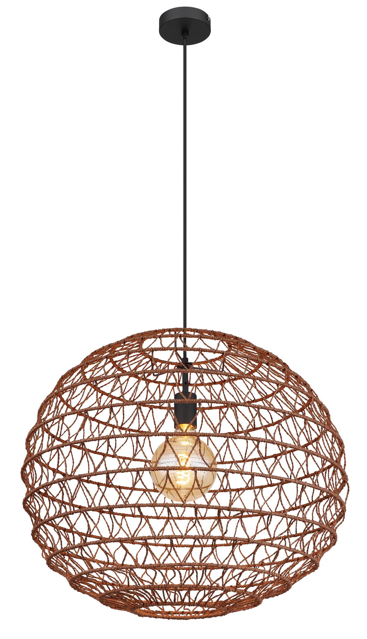 Hängeleuchte Senni max. 15 Watt - Dunkelbraun/Schwarz, Papier/Kunststoff (59/120cm) - Globo