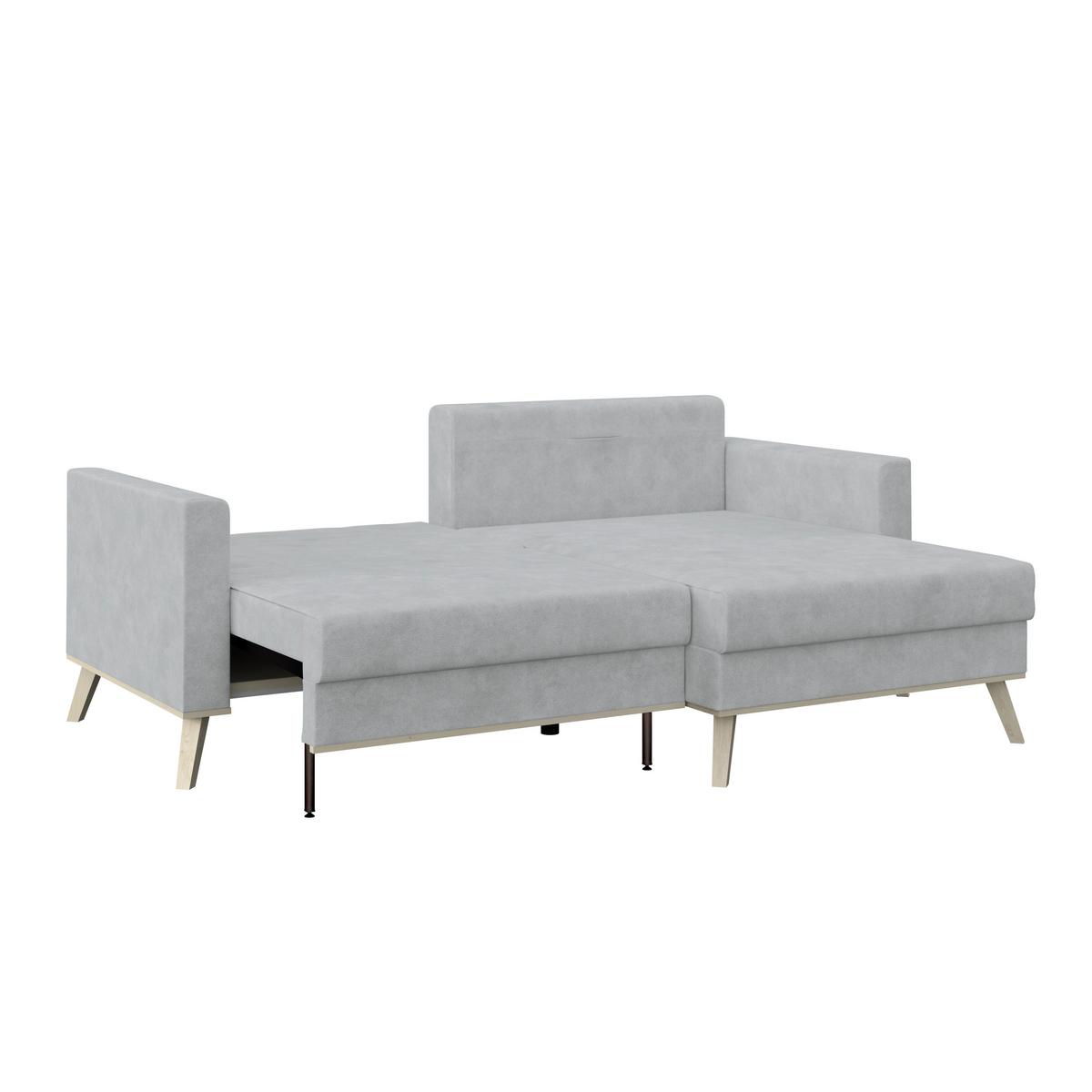 Kutna Garnitura Carini - srebrne boje/boje hrasta, Basics, tekstil/drvo (222/152cm) - Modern Living