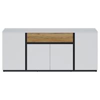 Komoda Novena - bijela/boje hrasta, Trend, drvni materijal/plastika (208,8/87,3/40cm) - Modern Living