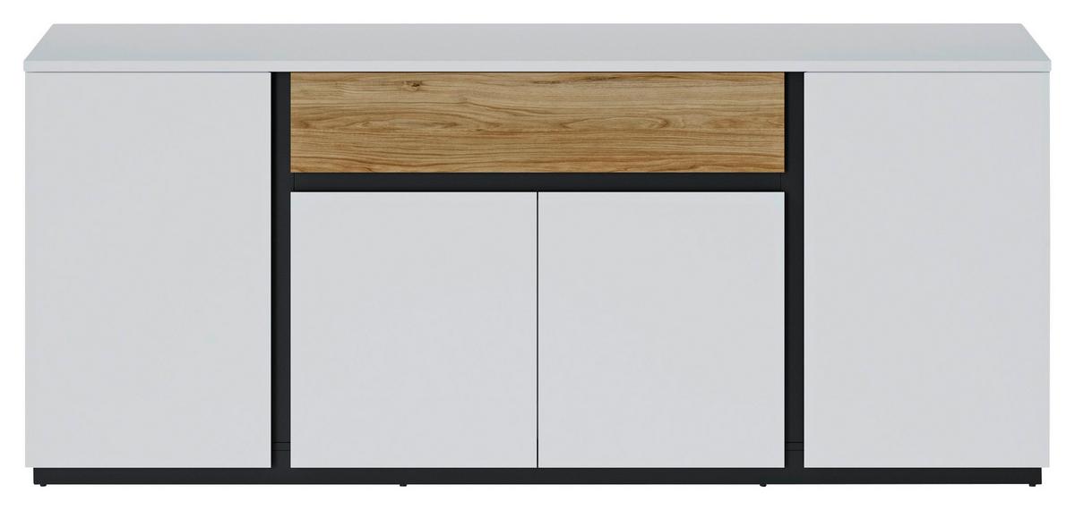 Komoda Novena - bijela/boje hrasta, Trend, drvni materijal/plastika (208,8/87,3/40cm) - Modern Living