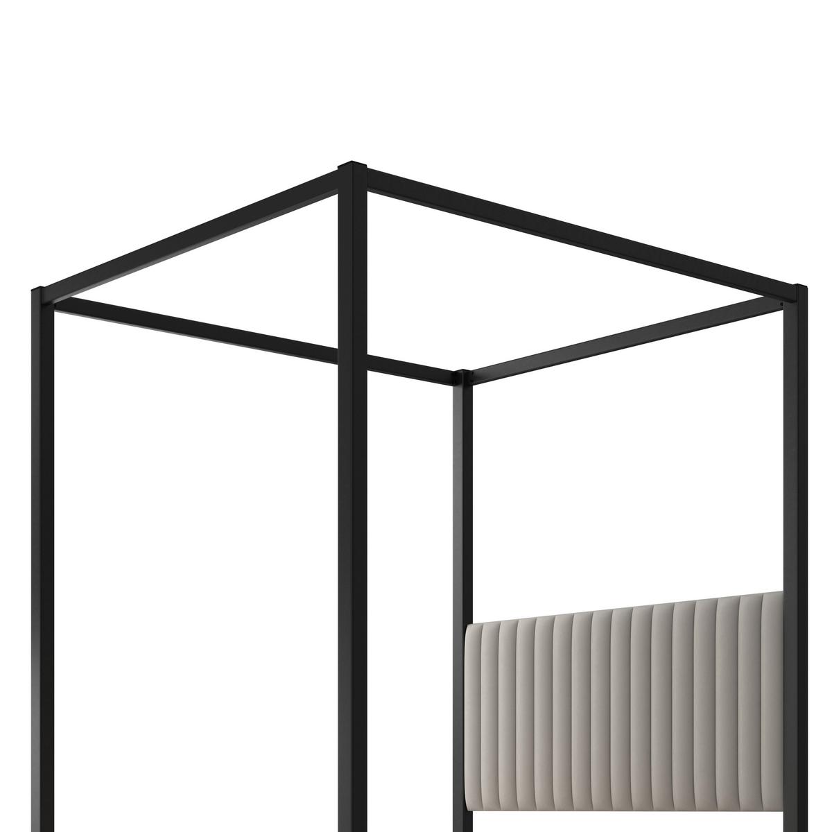 Oblazinjena Postelja Mona - svetlo rjava/črna, Moderno, kovina/tekstil (180/200cm) - Bessagi Home