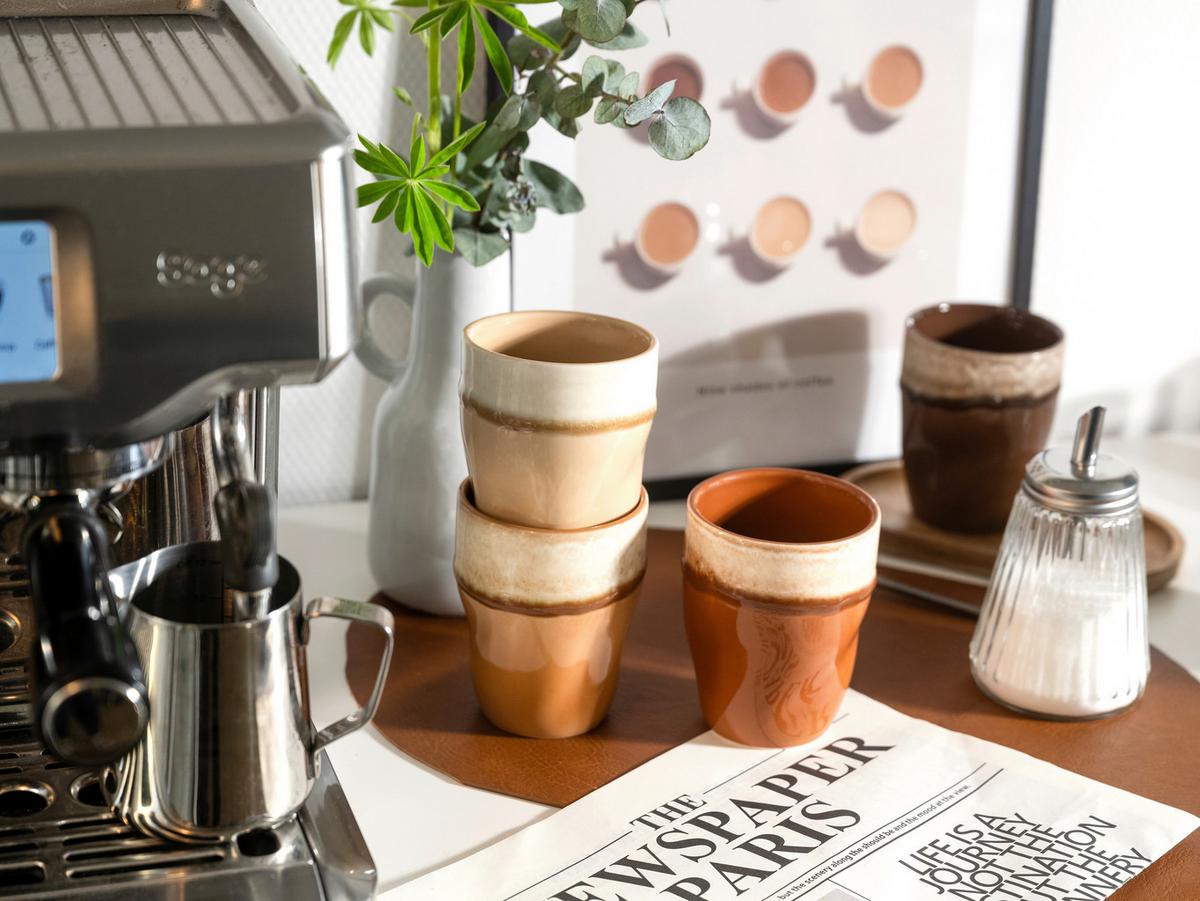 Set Skodelic Squeezy Mocha, 4-Delni - krem barve/umazano rjava, Basics, keramika (11/8cm) - Creatable