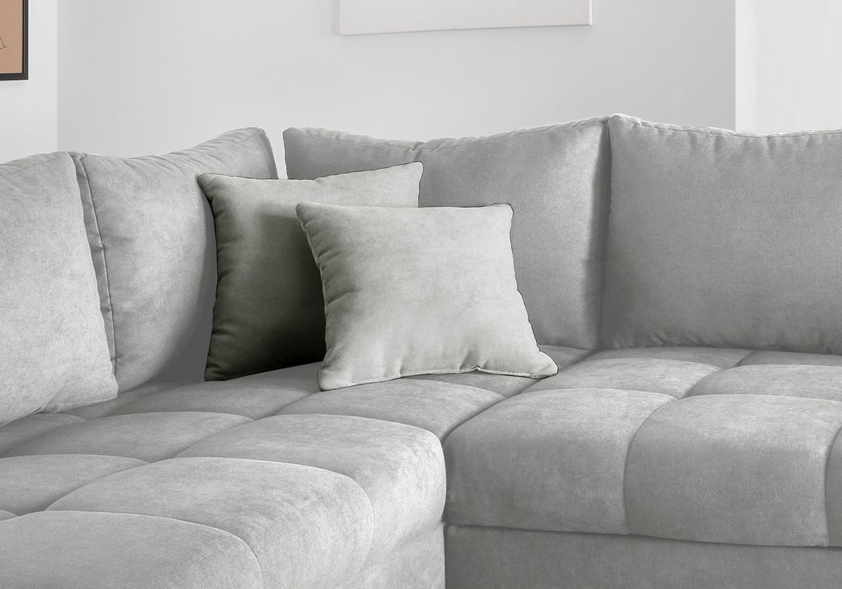 Wohnlandschaft Alvito Silberfarben Nylon/Mikrofaser - Silberfarben, Design, Holz/Textil (202/298cm) - MID.YOU