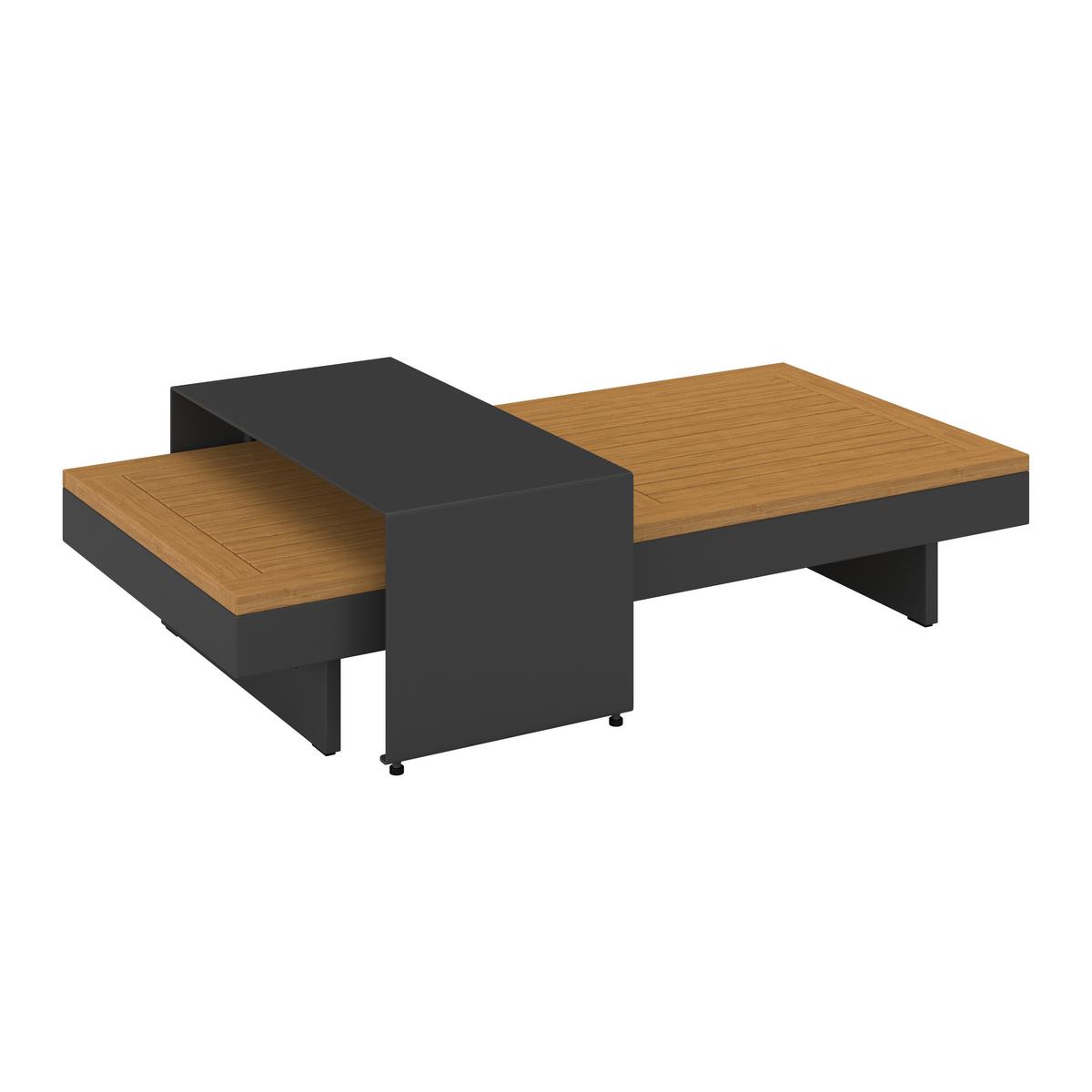 Loungegarnitur Amaia Grau, Outdoorgewebe - Dunkelgrau/Grau, Modern, Holz/Textil (323/80/70cm) - Bessagi Garden